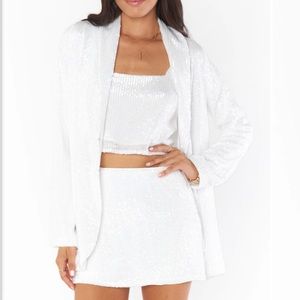 Show Me Your MuMu White Sequin Blazer